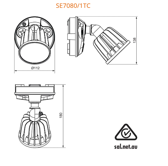 SAL STARGEM III SE70801/TC LED Flood Light Tri- White 15W 240V IP65 - SE7080/1TC/WH
