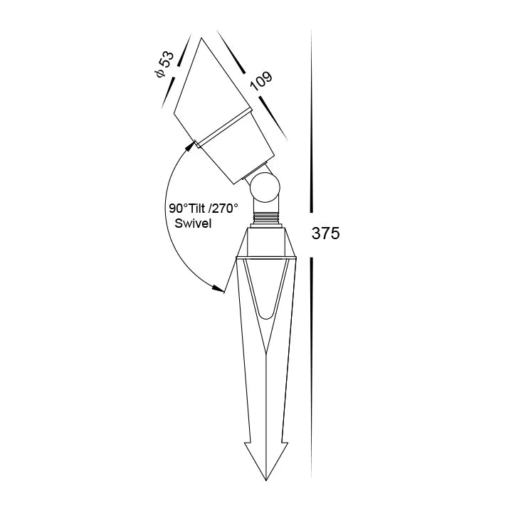 SAL MINI SPIKE DZINE (XW) Garden Spike Lights Tri- Antique Brass 4W 12V IP54- SE7364/TC/AB