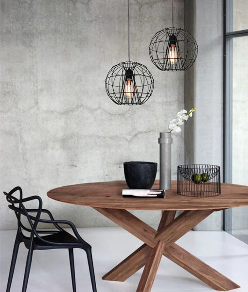 CLA Sentinel Modern Iron Round Cage Interior Pendant Matt Black / Matt White 220-240V - SENTINEL1, SENTINEL2 - CLA Lighting