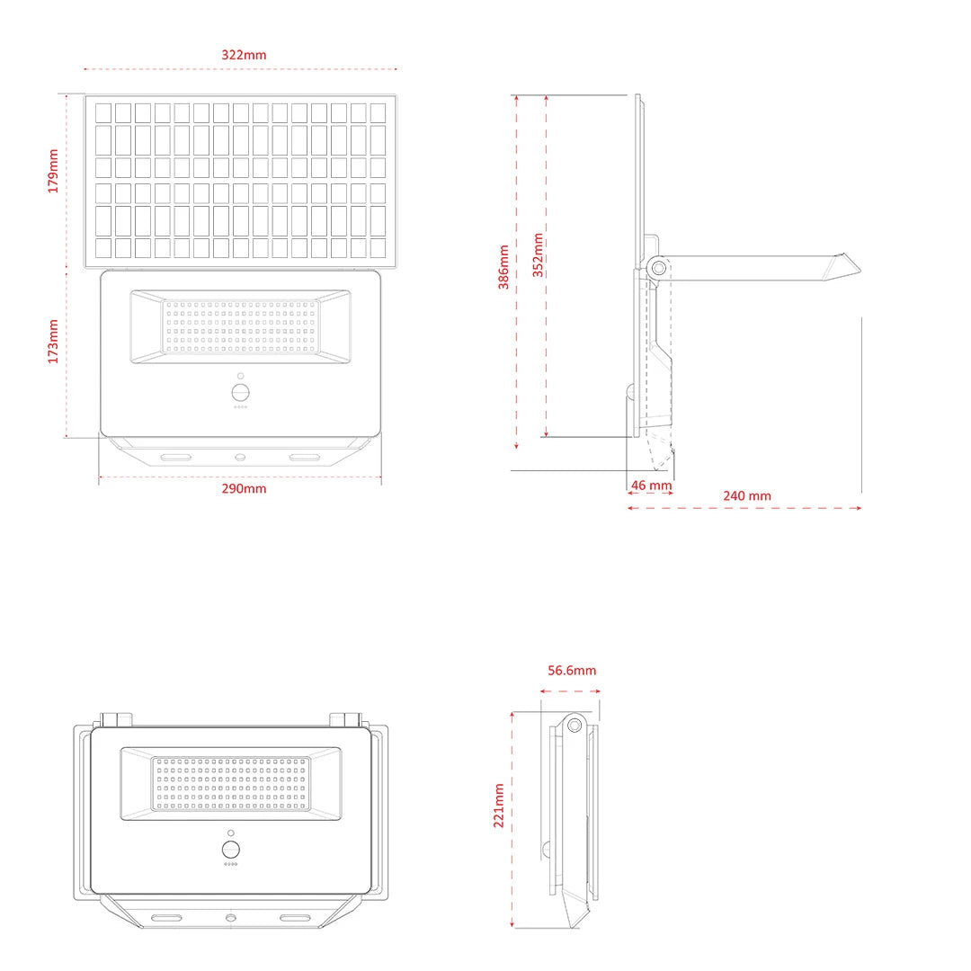 SAL SALRAY 5000 LED Flood Lights 6500K Black 36W 240V IP65- SSIF5000