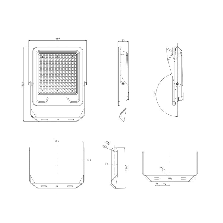SAL SALRAY 3000 FLEXI LED Flood Lights 5000K Black 10W IP65- SSPF3000