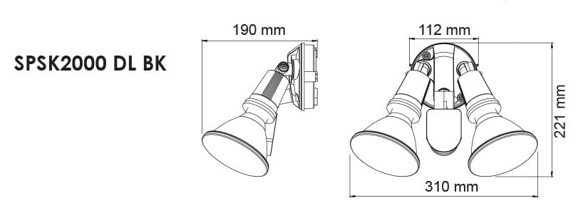 SAL STARLIGHT WITH SENSOR SPSK2000TC LED Flood Light Tri- Black 24W 240V IP54 - SPSK2000TC/BK