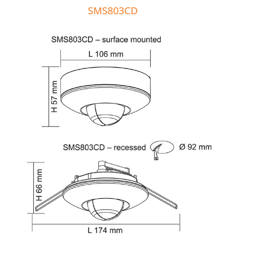 SAL PIR Recessed / Mounted Sensors White 240V IP20 - SMS803CD - SAL Lighting