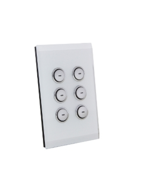 Clipsal C-Bus SpaceLogic Wall Plate 6 Gang Pure White/ Saturn Black/ White - Replaces 5086NL-680, 5086NL-GF, 5086NL-GF