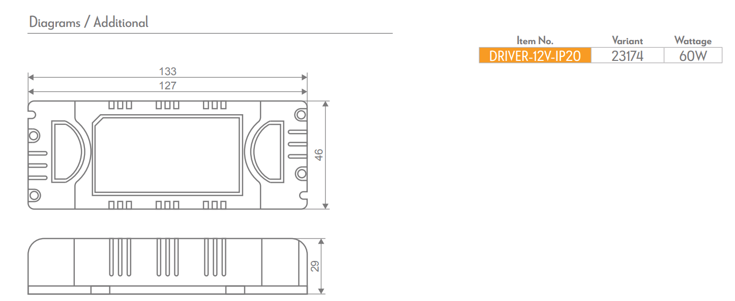 Domus NON-DIM LED Drivers 20W/ 30W/ 60W/ 100W 12V IP20 - 23171, 23172, 23174, 23176