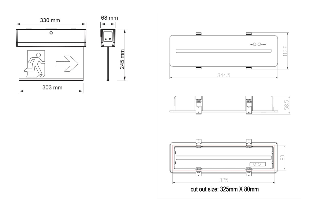 SAL EMERGENCY EXIT SELK1500EX3BK LED Emergency Black 2.8W 240V IP20 - SELK1500EX3BK, SELK1500EX3RCP/BK