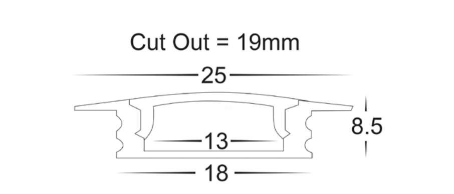 Havit Black Shallow Square Winged Aluminium Profile LED Channel - HV9695-2507-BLK