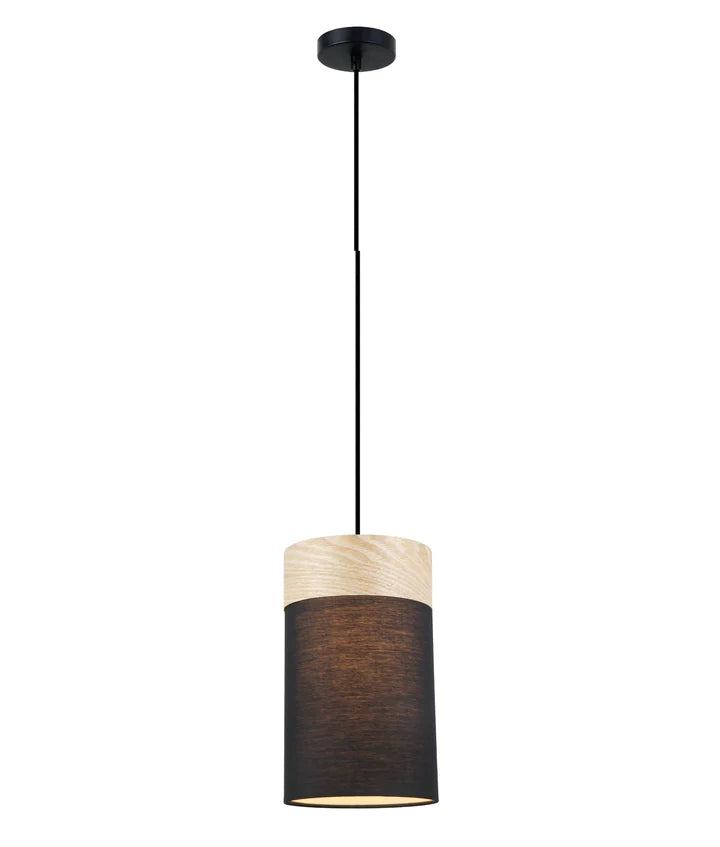 CLA TAMBURA Oblong Cloth Shade with Blonde Wood Trim Interior Pendant White / Black 220-240V - TAMBURA01, TAMBURA02 - CLA LIGHTING
