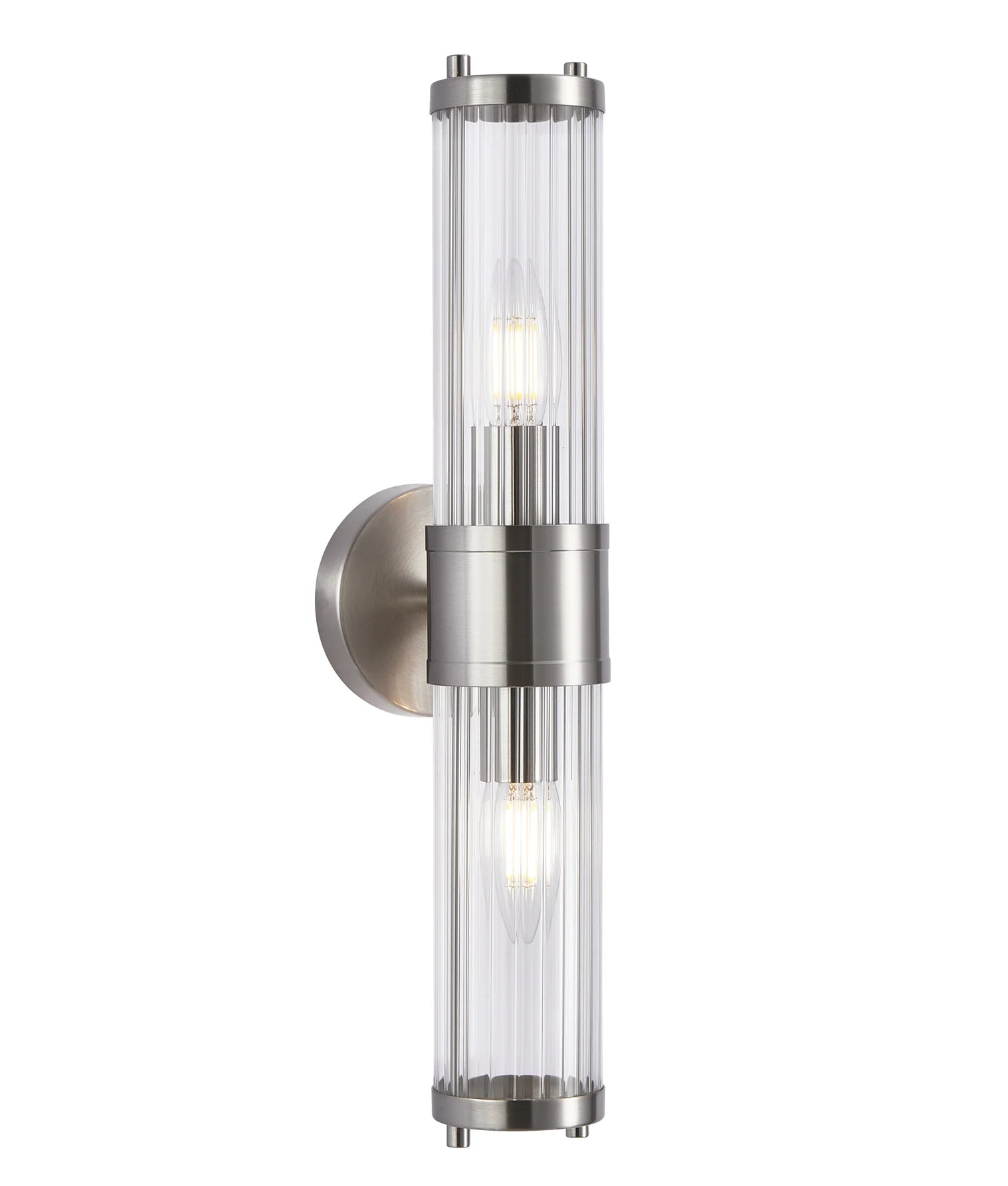 CLA TIEMPO: Up/Down Tubular Clear Glass Interior Wall Lights Antique Brass / Satin Chrome / Chrome / Black / White 220-240V - TIEMPO