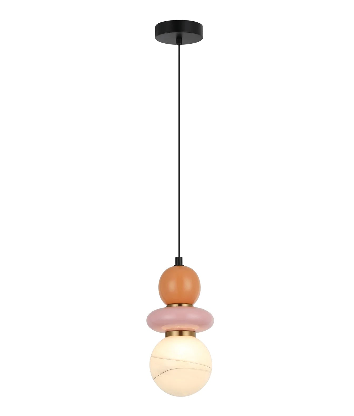 CLA TOCADO: Sandblasted Opal Diffuser Glass with Ceramic Bead Interior Pendants Grey/Purple / Pink/Peach / Blue/Violet 240V- TOCADO