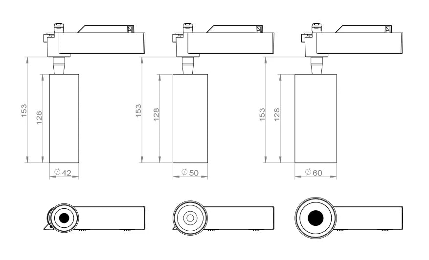 SAL UNITREK SLIMLINE LED Track Lights Tri- Black/ White 10/28W 240V IP20- STR9015/DC