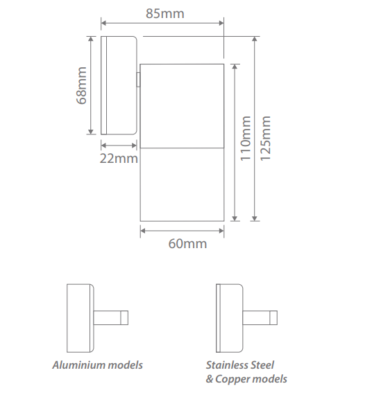 Domus Shadow 2LT Exterior Wall Lights Tri- Bronze/ Brass 240V IP65- 49032, 49034