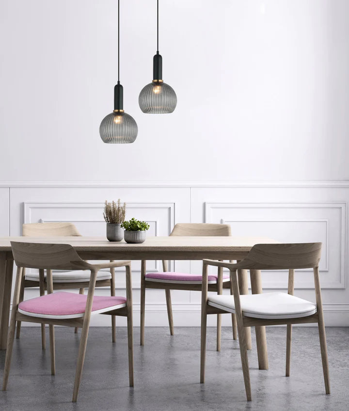 CLA VINTAJ: Wine Glass Ribbed Glass Interior Pendant Smoke / Green / Chrome / Amber / Copper / Clear 220-240V - VINTAJ1, VINTAJ2, VINTAJ3, VINTAJ4, VINTAJ5, VINTAJ6 - CLA Lighting