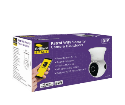 Brilliant PATROL Smart WiFi Pan & Tilt Security Cameras White IP65 - 21438/05 - Brilliant Lighting
