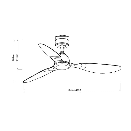 SAL WAVERLEY 52 3 Blade Ceiling Fans Black/ White 50W 240V- SACF01/52/3