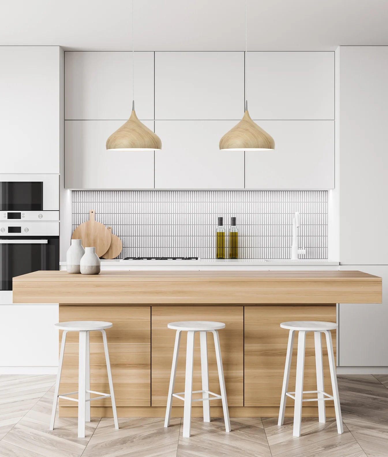 CLA ZARA: Modern Bell/ Dome Shape Interior Pendant Oak/ Burl Wood/Matt Black 220-240V - ZARA