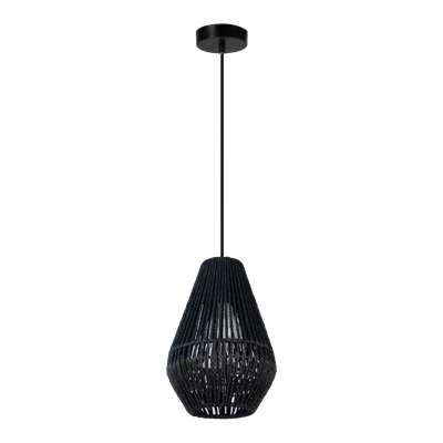 Domus Carter Small Paper Rope Interior Pendant Black / Natural 240V IP20 - 23140, 23141 -Domus Lighting