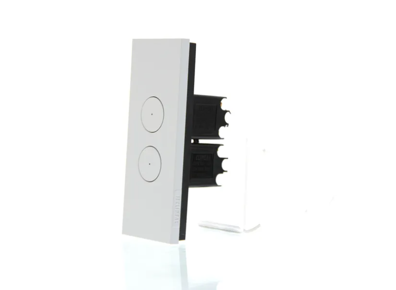 Clipsal Push Button Architrave Switch, Saturn Zen, LED Architrave, 2 Gang, Black/ White 250V- Z4062AL-ZB
