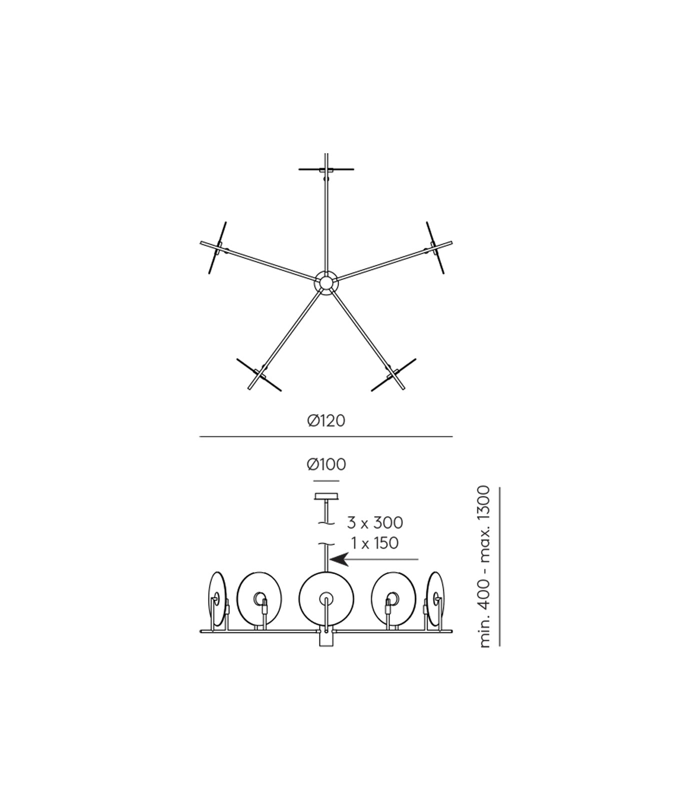 Aromas Erto 5lt Interior Pendants 3000K Matte Brass/ Matte Black 5W- ARO.C1257/5+1096/25