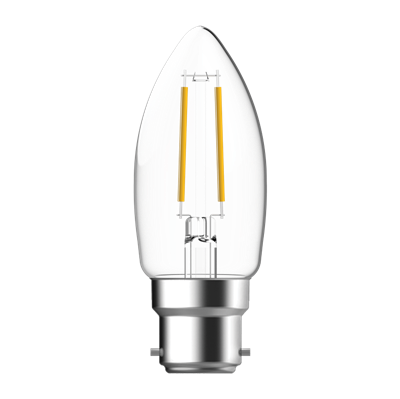 Domus Candle C35 Dimmable B22 Filament Lamps and Globes 2700K 6500K Clear 5W 240V IP64- 65840,65841