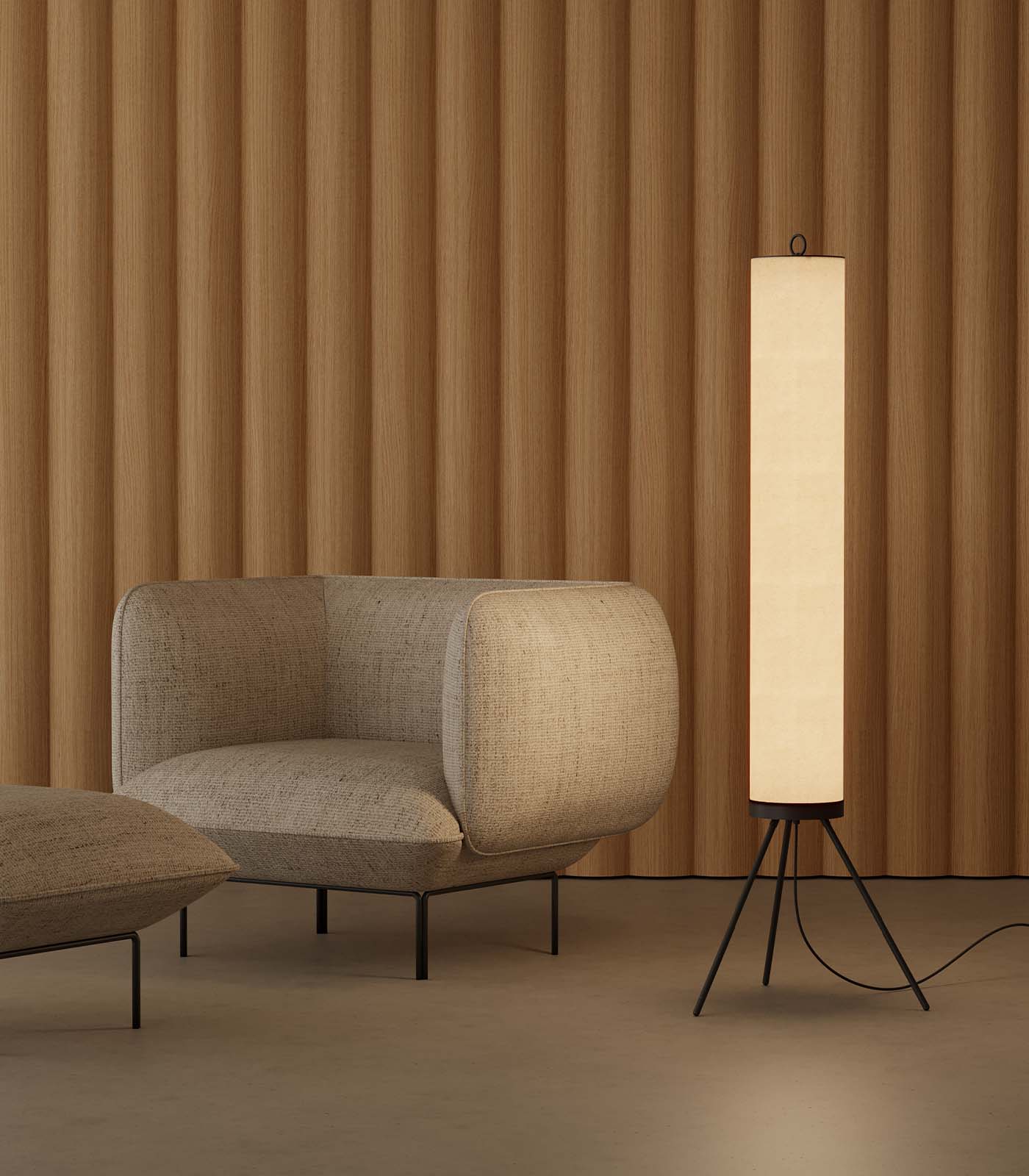 Aromas Nooi Floor Lamp 3000K Matte Black/ Cream 14W - ARO.P1276