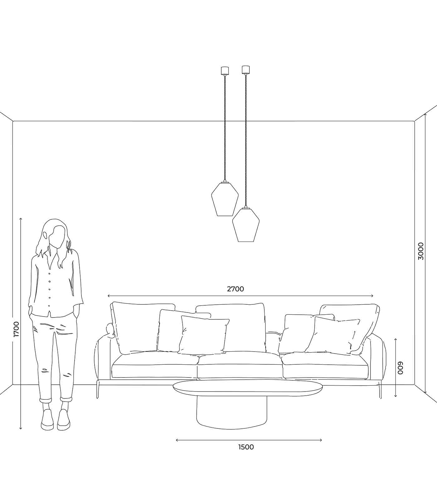 Lighting Republic Parlour Geo Interior Pendant Clear / White - LR.i02.25. + LR.A01.005.- Lighting Republic