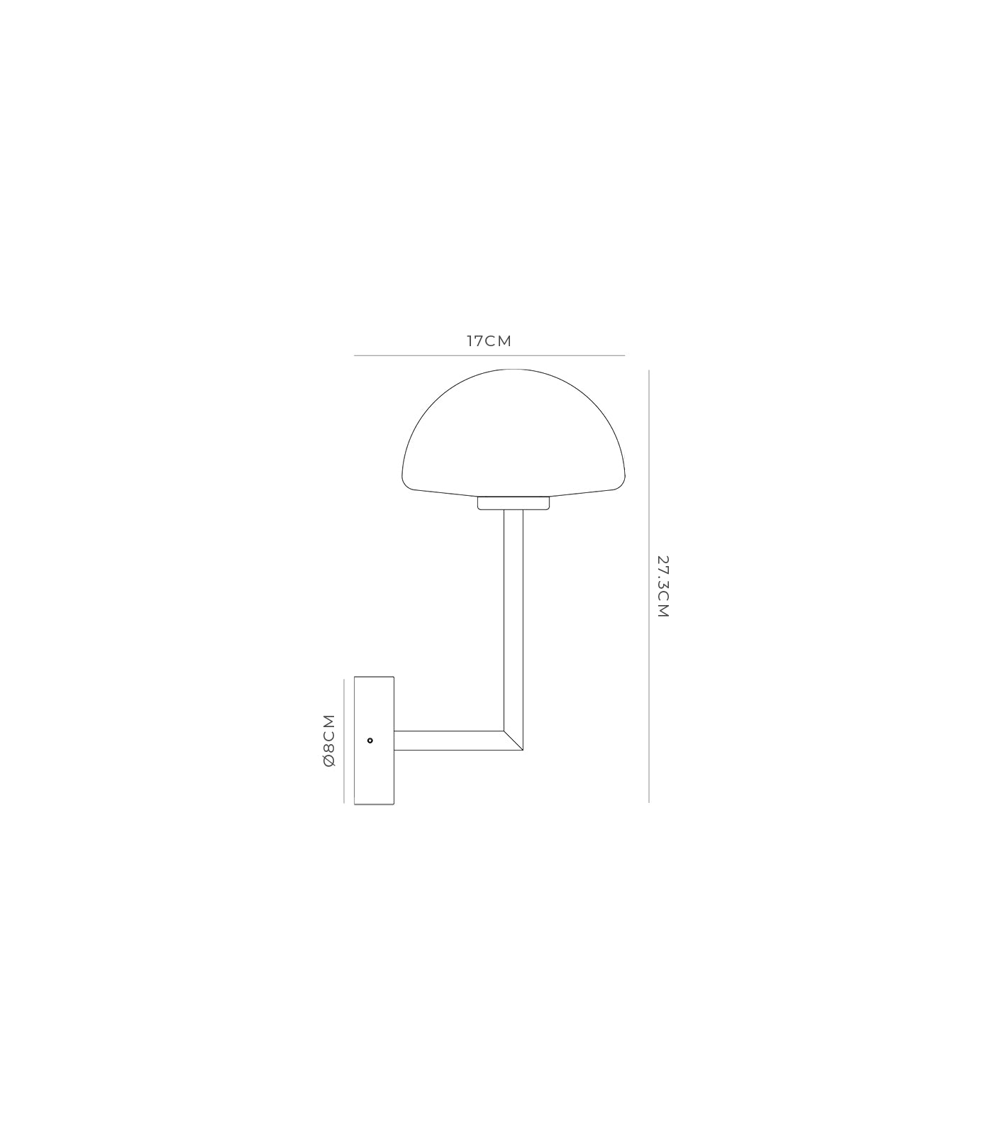 Lighting Republic Orb Dome Long Arm Interior Wall Light White / Chrome / Dark Bronze IP44 - LR.i01.54B. + LR.A03.DM.