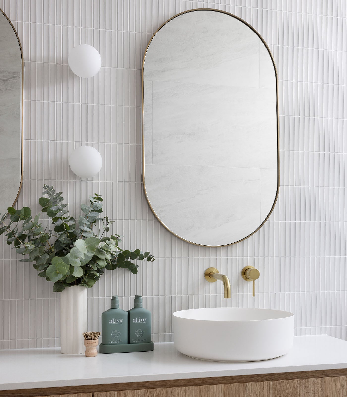 Lighting Republic Orb Mirror Interior Wall Light Chrome/ Dark Bronze/ White/ Old Brass/ Iron IP44 - LR.i01.54M. + LR.A03.S.