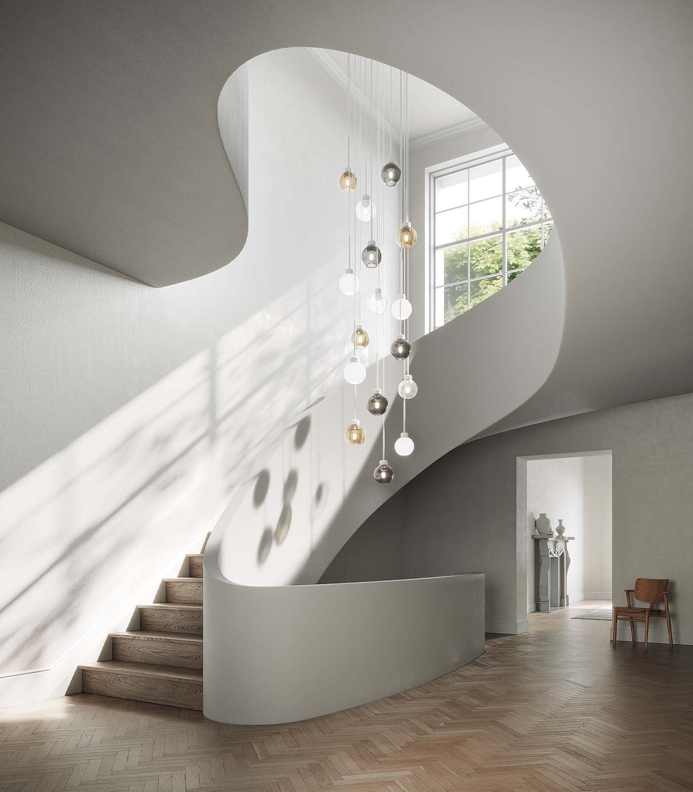 Lighting Republic Parlour Lite Sphere Interior Pendant Light Clear/ White- LR.i02.26. + LR.A01.004.