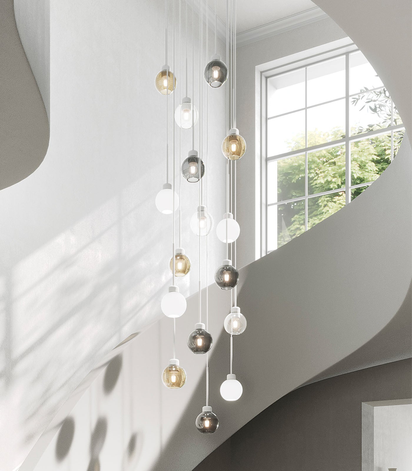 Lighting Republic Parlour Lite Sphere Interior Pendant Light Clear/ White- LR.i02.26. + LR.A01.004.