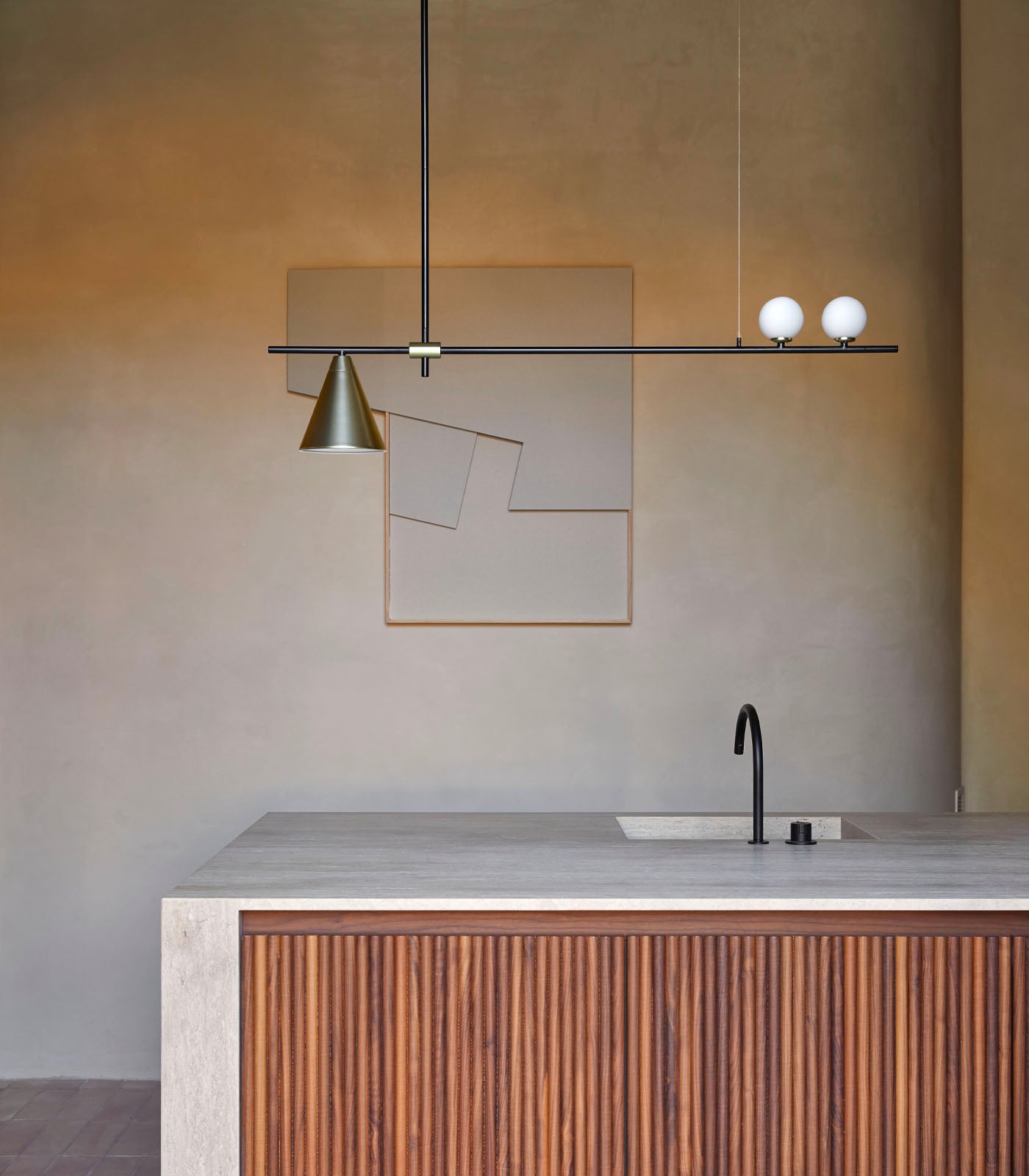 Aromas Crane Interior Pendants 2700K Matte Black/ Matte Brass - ARO.C1241