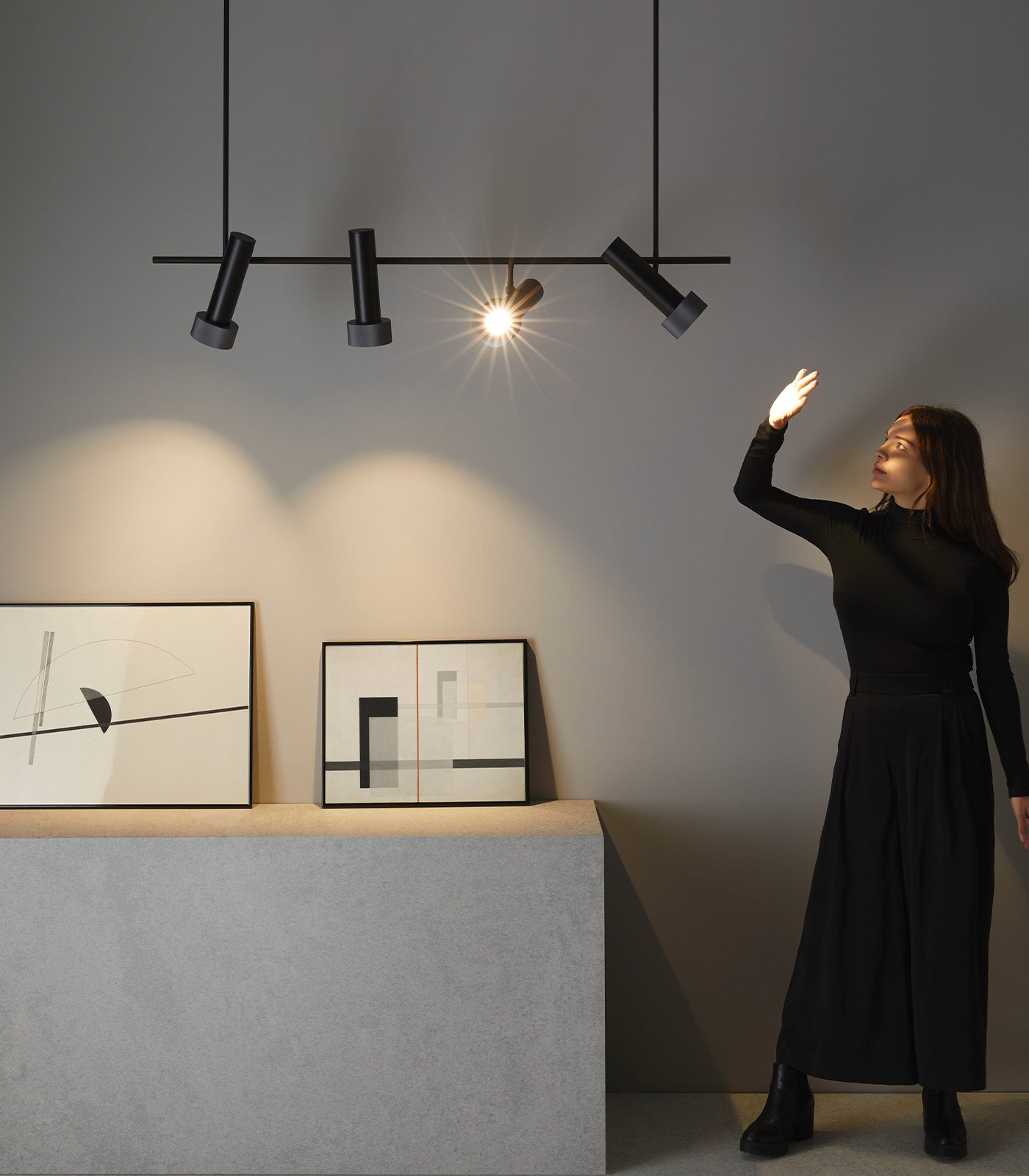 Aromas Focus Linear Interior Pendants 3000K Aged Gold/ Anthracite/ Natural 5W - ARO.C1279/4
