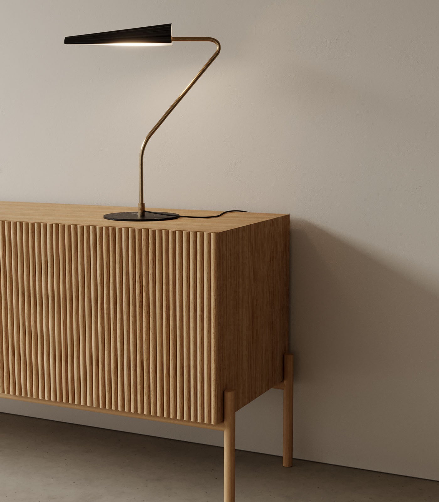 Aromas Bion Aged Gold/ Matte Black Table Lamp 2700K Matte Black/ Matte White Shade 5W - ARO.S1306