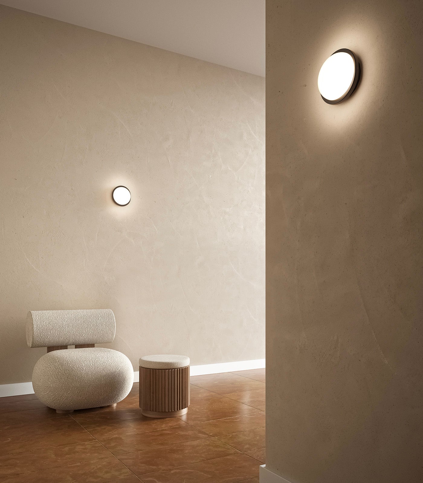 Lighting Republic Bode Round Wall/Ceiling Light 2700K Iron/ Brass/ White 10W IP65- LR.i01.85.RND