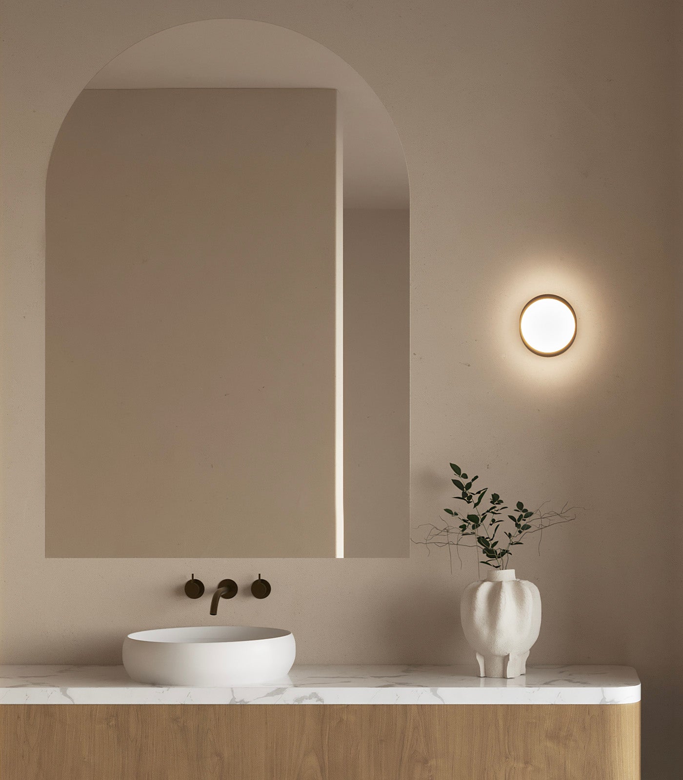 Lighting Republic Bode Round Wall/Ceiling Light 2700K Iron/ Brass/ White 10W IP65- LR.i01.85.RND