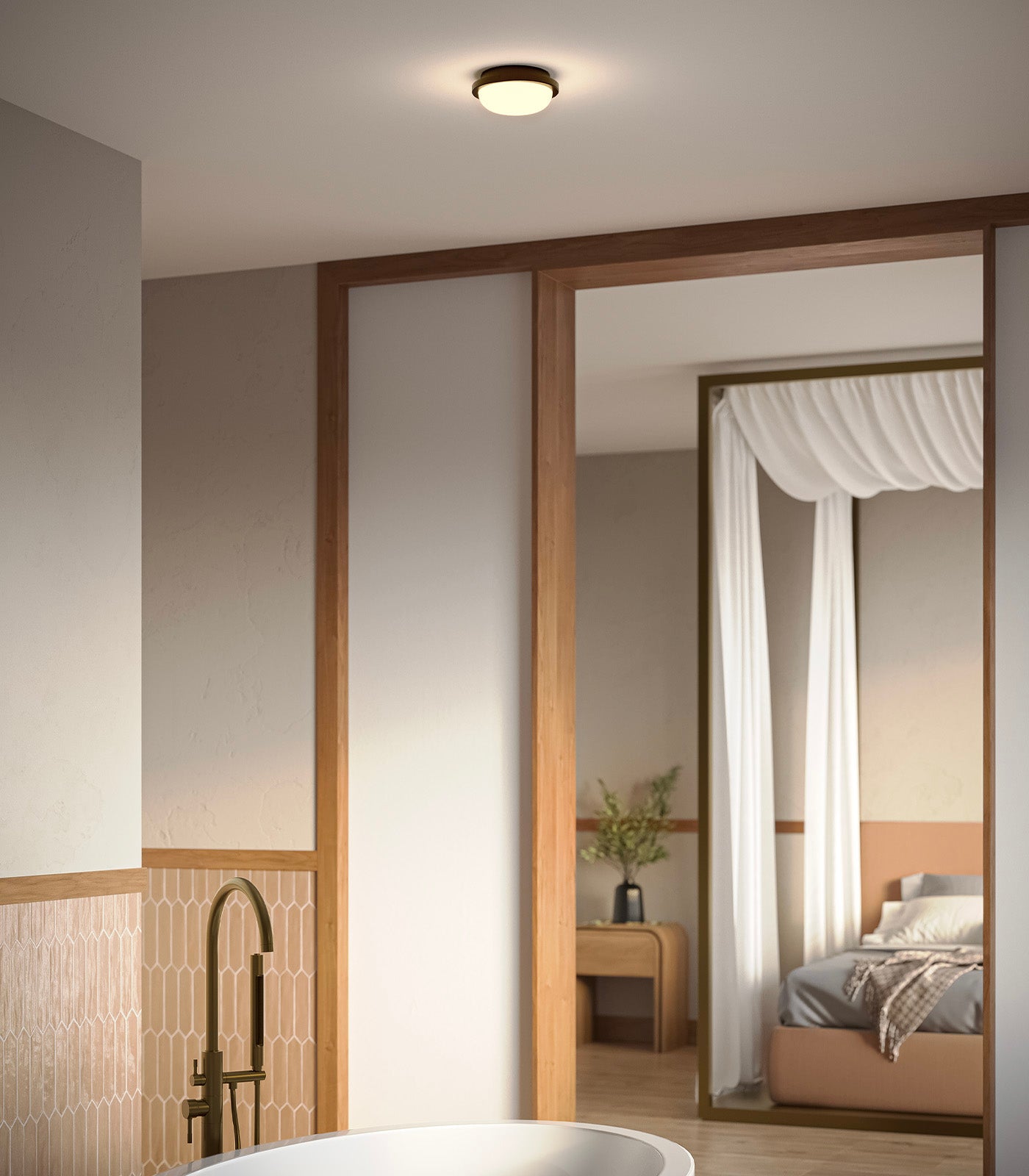 Lighting Republic Bode Round Wall/Ceiling Light 2700K Iron/ Brass/ White 10W IP65- LR.i01.85.RND