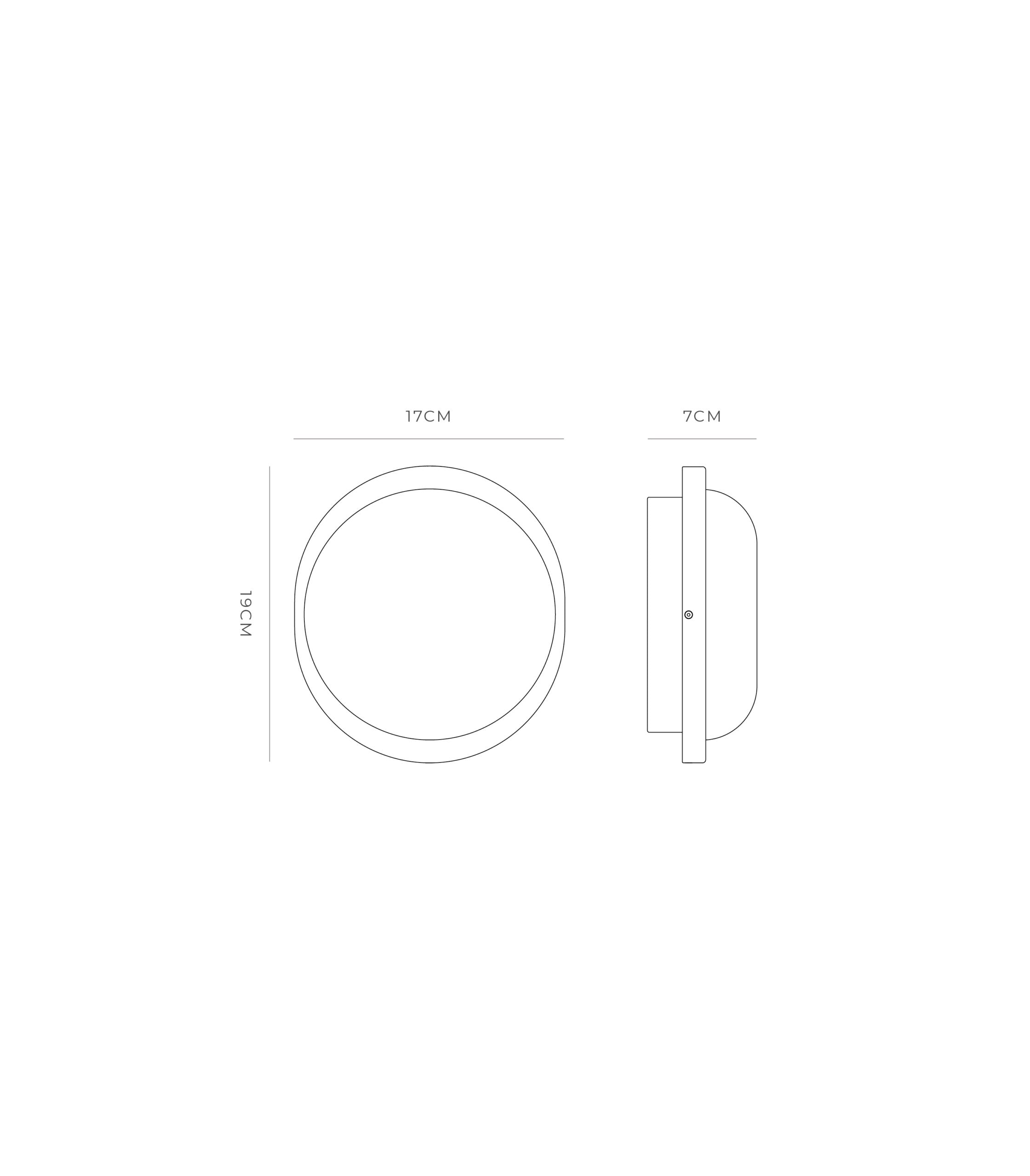 Lighting Republic Bode Round Wall/Ceiling Light 2700K Iron/ Brass 10W IP65- LR.i01.85.RND.OB, LR.i01.85.RND.IRN