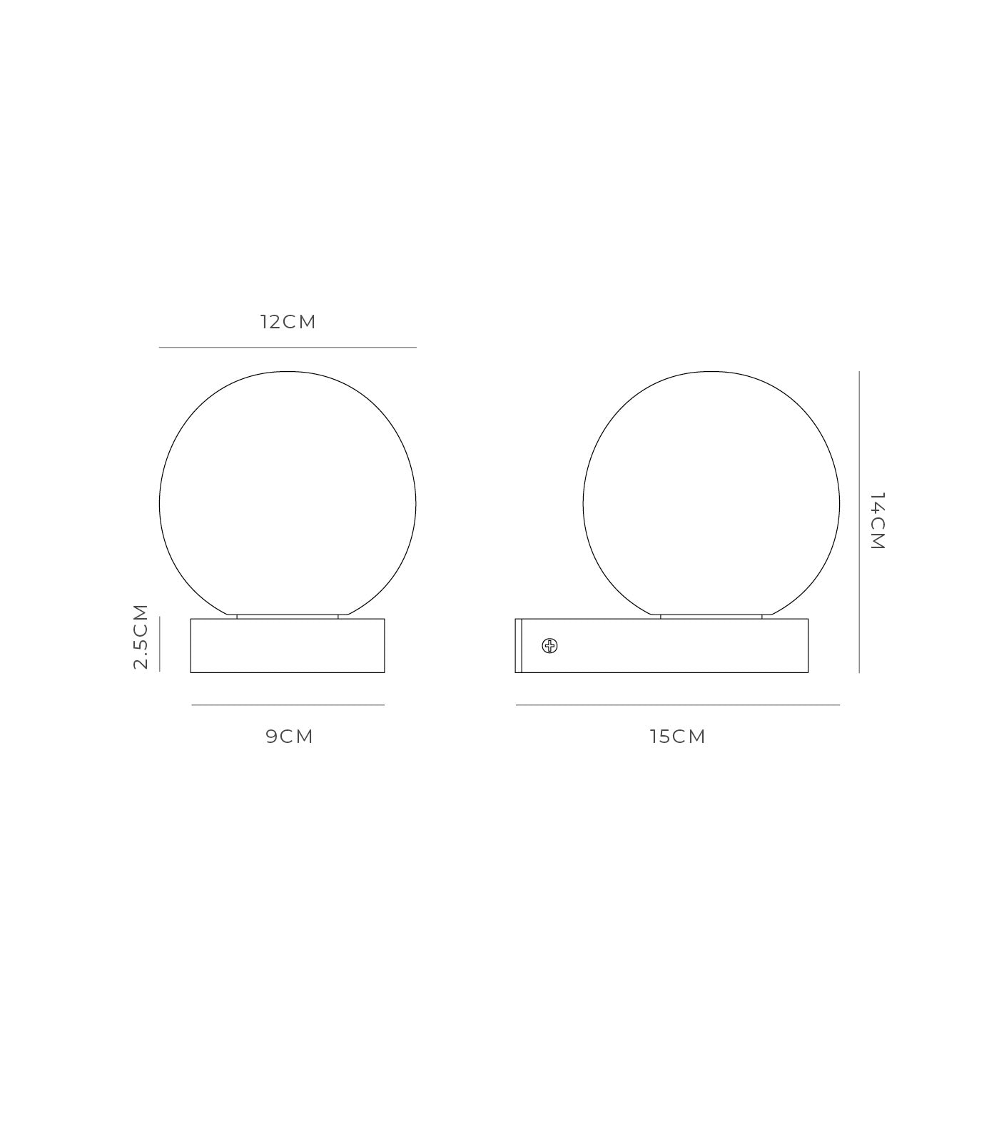 Lighting Republic Orb Ledge Exterior Wall Lights Small / Medium IP44 - LR.E01.54.DB + LR.A03.WH