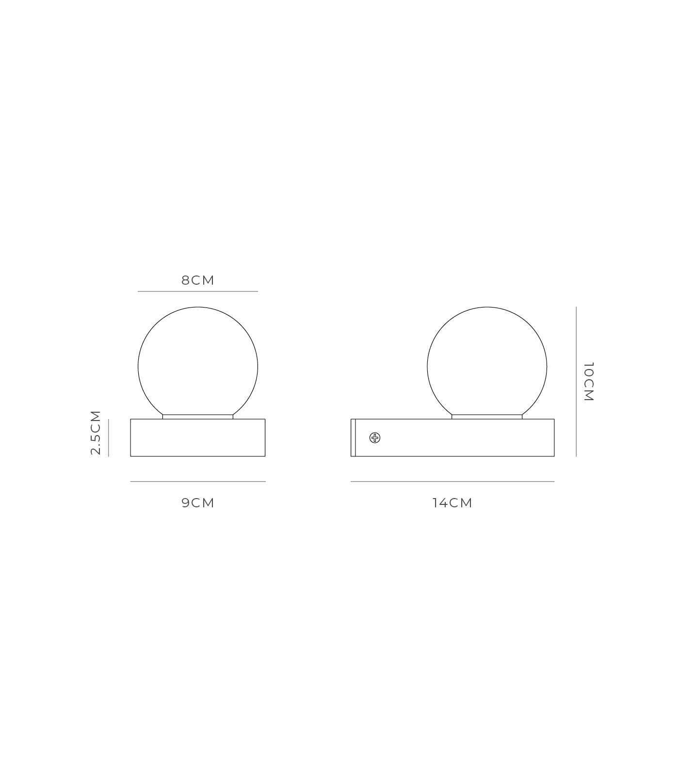 Lighting Republic Orb Ledge Exterior Wall Lights Small / Medium IP44 - LR.E01.54.DB + LR.A03.WH