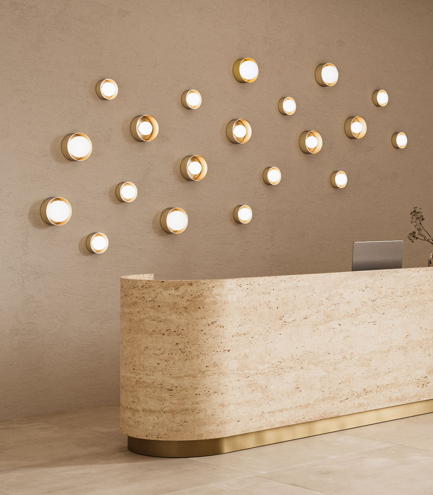 Lighting Republic Orb Sur Large Wall Lights White/ Iron/ Old Brass 240V IP44- LR.i01.54e.L.