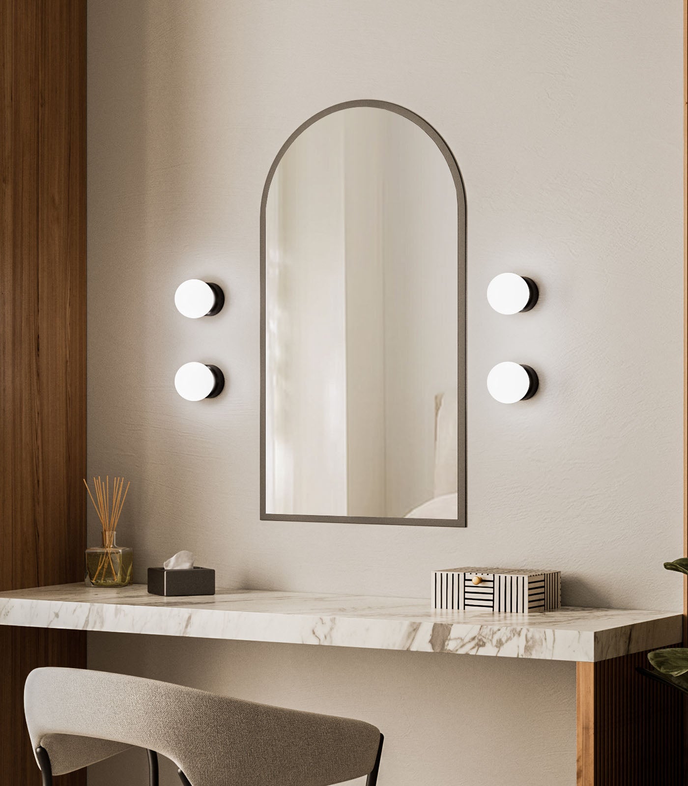 Lighting Republic Orb Deco Wall Lights White/ Iron/ Old Brass 240V IP44- LR.i01.54d