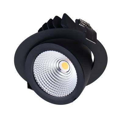 Domus Scoop-25 Round Adjustable Dimmable LED Downlight Kit Tri - Black 25W 240V IP20 - 20470