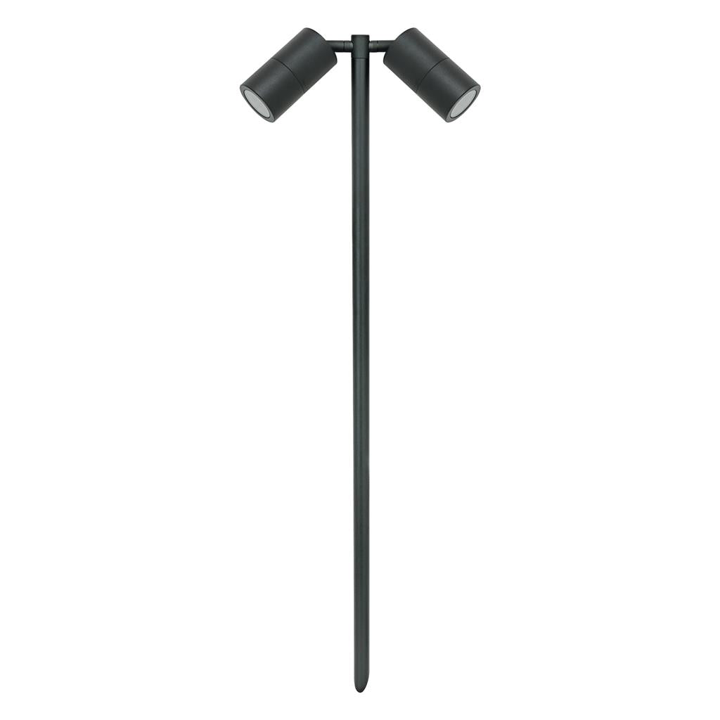 Domus Shadow 2 Light Adjustable MR16 Garden Spike Lights Tri - Black/ Stainless Steel 2x20W 12V IP65 - 49088, 49089