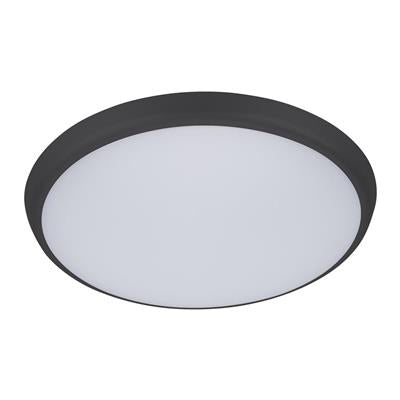 Domus Solar-300mm Round Slimline Dimmable LED Oysters Tri- Black 25W 240V IP54 - 20941