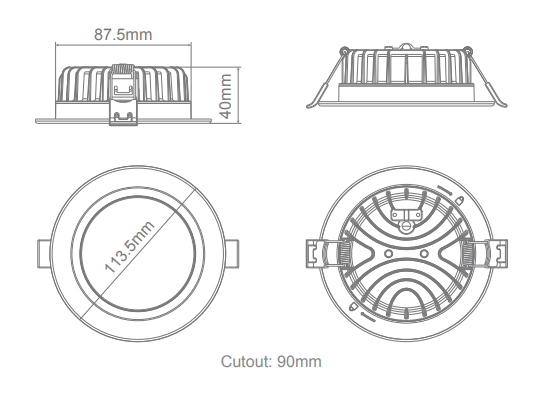 Domus TACK RND LED Downlights Tri - White 8W 240V IP44 - 20832