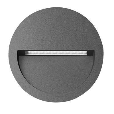 Domus Zac-4 Round Recessed LED Exterior Step Lights 3000K 5000K Dark Grey 4W 240V IP65 - 19729, 19730