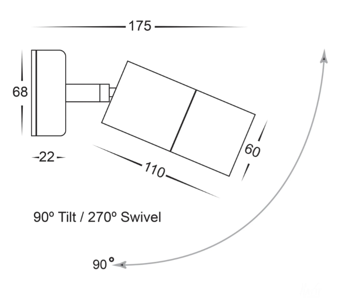 Havit Tivah Single Adjustable Pillar Exterior Wall Lights Tri - Solid Brass 3/5/7W 240V IP65 - HV1255T-HV1257T