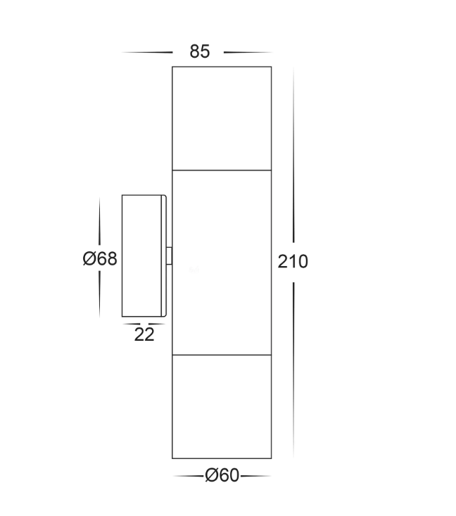 Havit Tivah Up & Down Pillar Exterior Wall Lights Tri - Solid Brass 2x3/5/7W / 2x5W 12V/240V IP65 - HV1055T-HV1057T