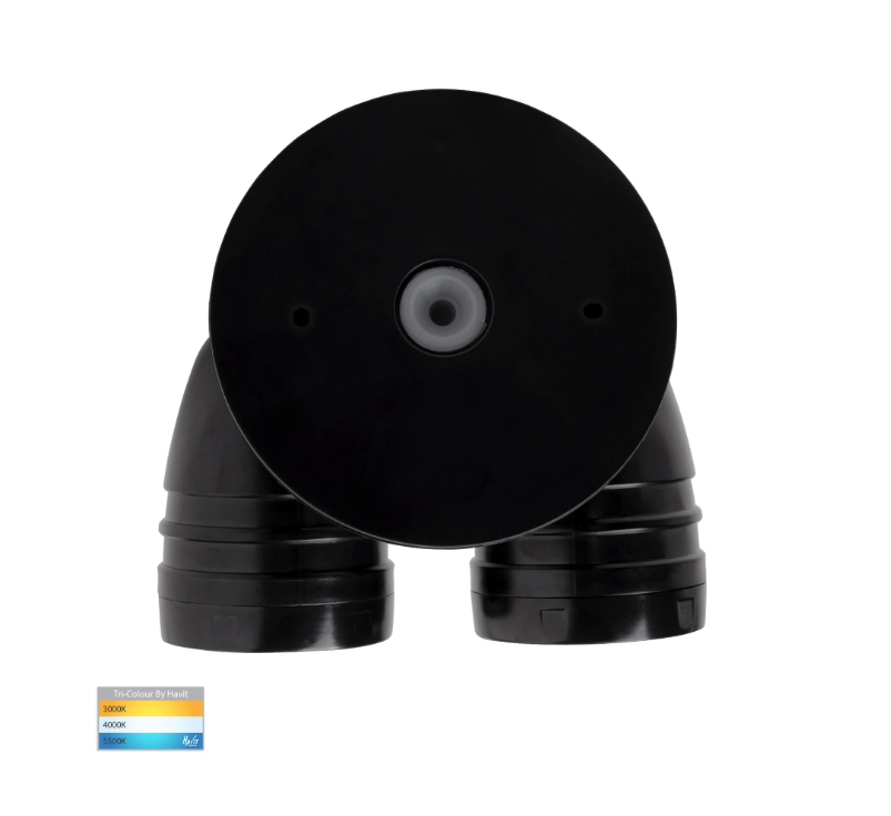 Havit Focus Polycarbonate Double Adjustable Spot Wall Light Tri- Black 2x15W 240V IP65 - HV3793T-BLK