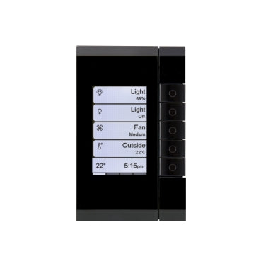 Clipsal Wall Plate, C-Bus, Saturn, EDLT, 5 keys Clipsal Products Espresso Black / Ocean Mist / Horizon Black / Pure White / Stainless Steel 15-36V - 5085EDLW- Eco Smart Lighting